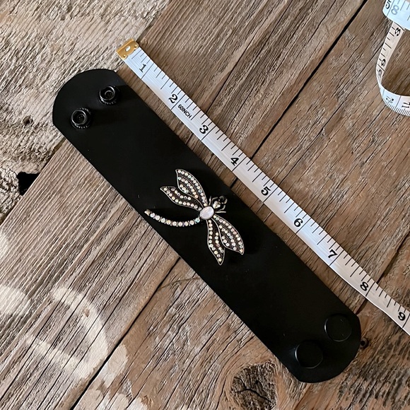 Handmade Black Leather Bracelet with Dragonfly - Picture 5 of 6